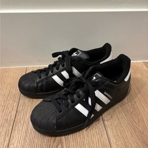 Adidas Superstar Black with White Stripes